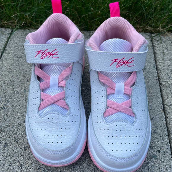 Flight Jordans- white with pink. Kids size 11. - Picture 4 of 5